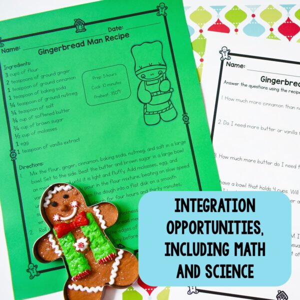 Gingerbread Week Holiday Thematic Math, Reading, Social Studies, Writing Unit - Image 4