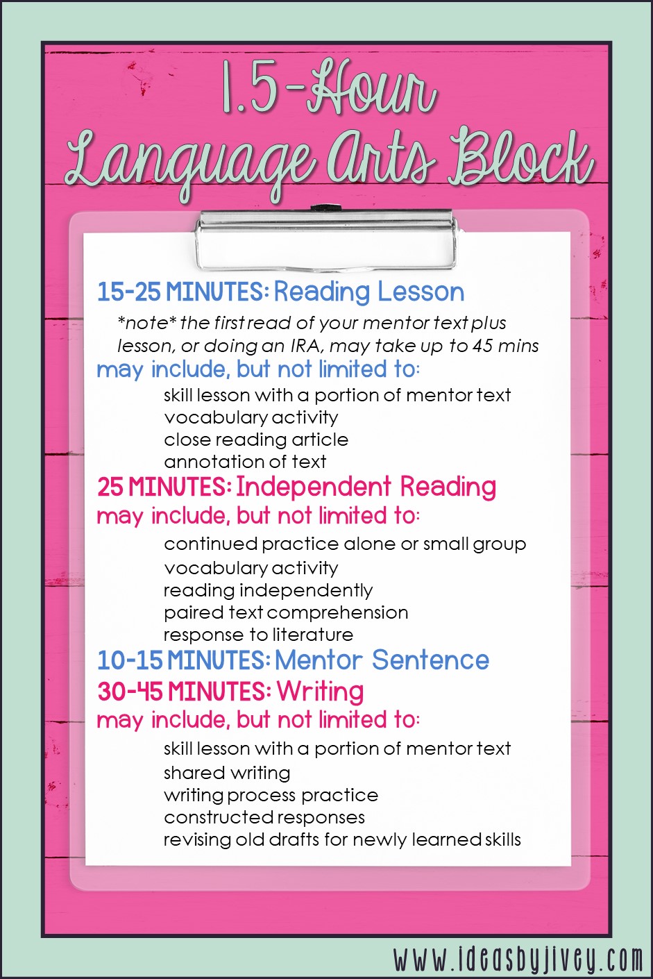 one and a half hour ELA schedule