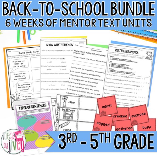 Back to School Read-Aloud Picture Book Activities- Bundle of 6 Mentor Text Units