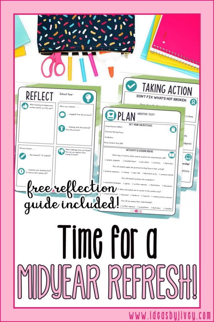 Free planning guide to reflect midyear for teacher reset